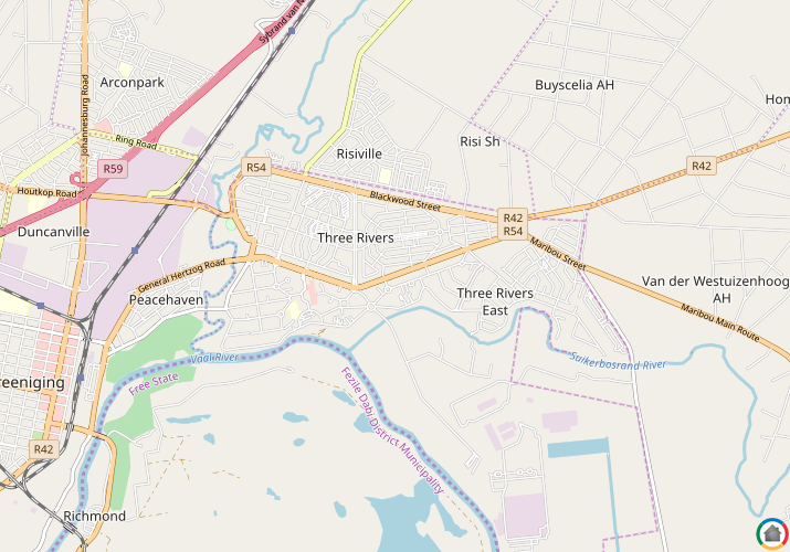 Map location of Three Rivers